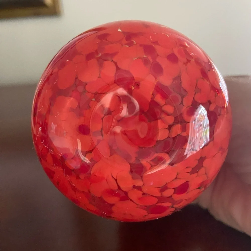 🩷 Vintage Art Glass Confetti Red Glass Flower Bud Vase Mini 4.5”